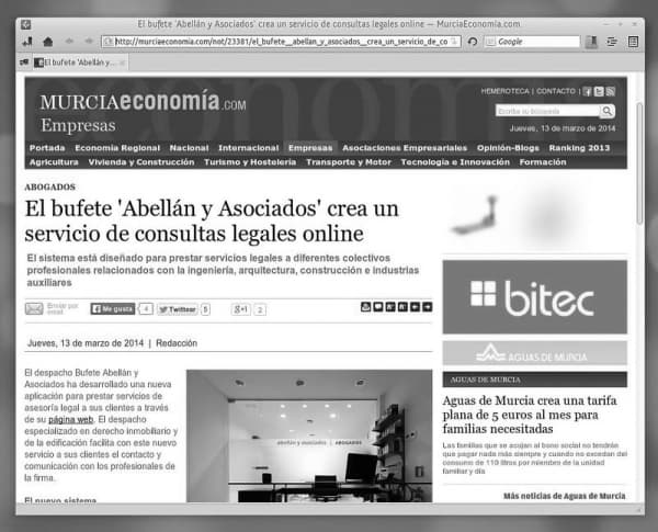 El diario digital murciaeconomia.com se hace eco de nuestra nueva web